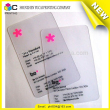 Offset printing transparent instant business cards